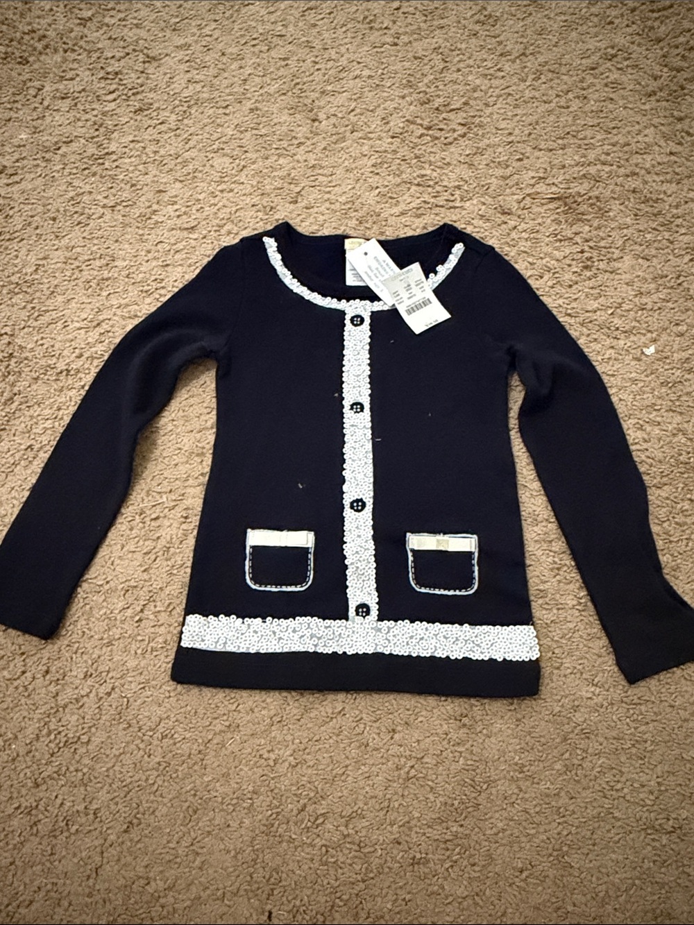 Crewcuts Black faux cardigan.